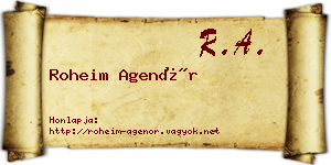 Roheim Agenór névjegykártya